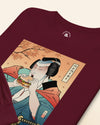 Samurai & Burger Fast Food Japanese Ukiyo-e Unisex Long Sleeve Tee