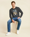 Samurai & Cat Funny Japanese Ukiyo-e Unisex Long Sleeve Tee
