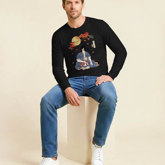 Samurai & Geisha Figure Skating Japanese Ukiyo-e Unisex Long Sleeve Tee - Samurai Original