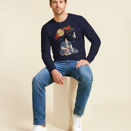 Samurai & Geisha Figure Skating Japanese Ukiyo-e Unisex Long Sleeve Tee - Samurai Original