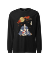 Samurai & Geisha Figure Skating Japanese Ukiyo-e Unisex Long Sleeve Tee Black - Samurai Original