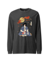 Samurai & Geisha Figure Skating Japanese Ukiyo-e Unisex Long Sleeve Tee Dark Grey Heather - Samurai Original
