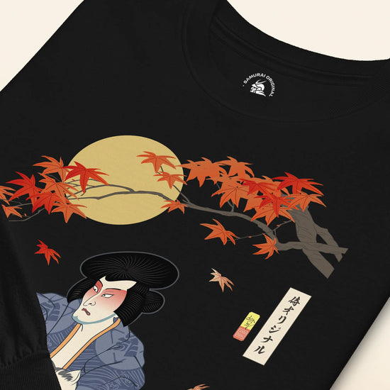 Samurai & Geisha Figure Skating Japanese Ukiyo-e Unisex Long Sleeve Tee - Samurai Original