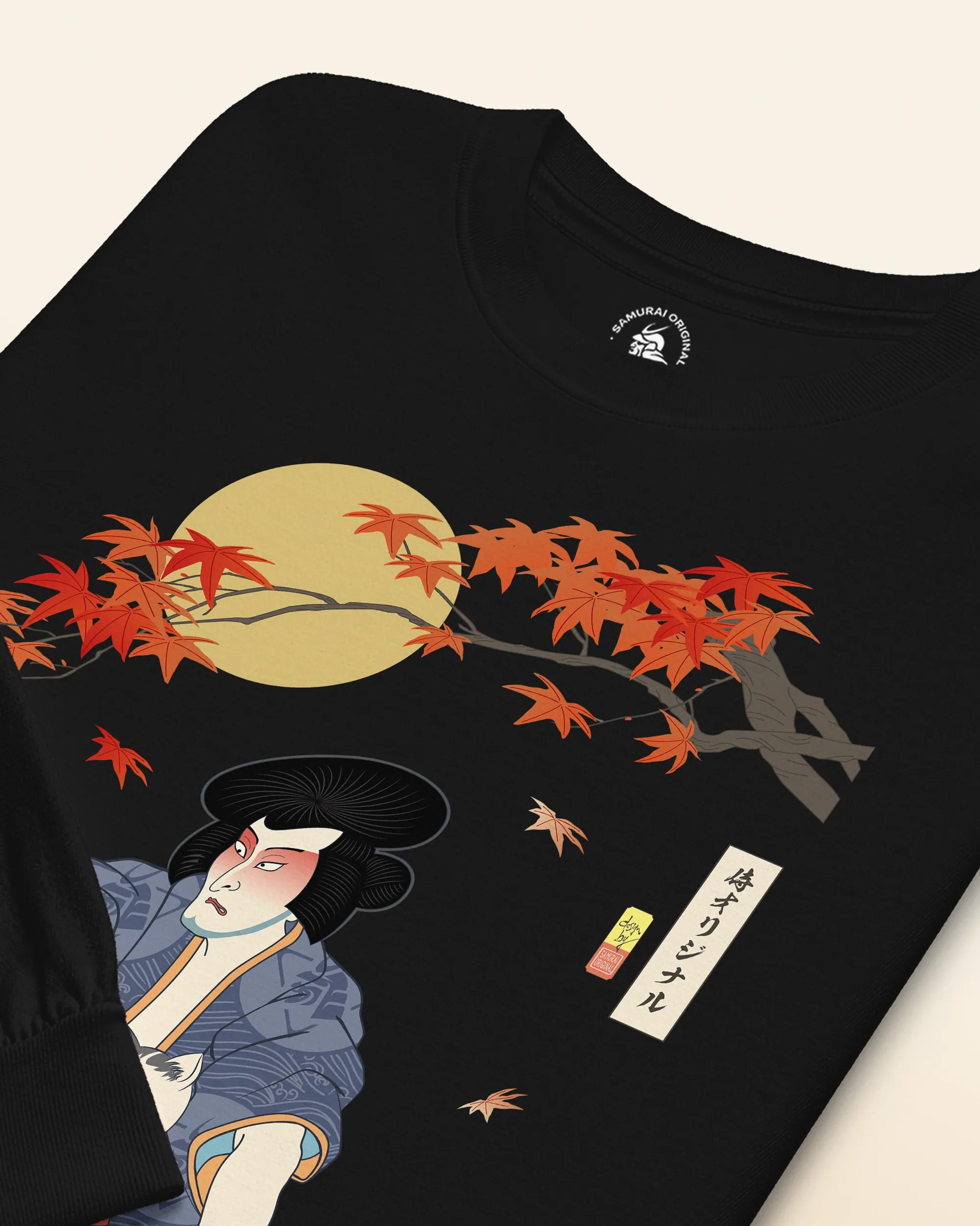 Samurai & Geisha Figure Skating Japanese Ukiyo-e Unisex Long Sleeve Tee - Samurai Original