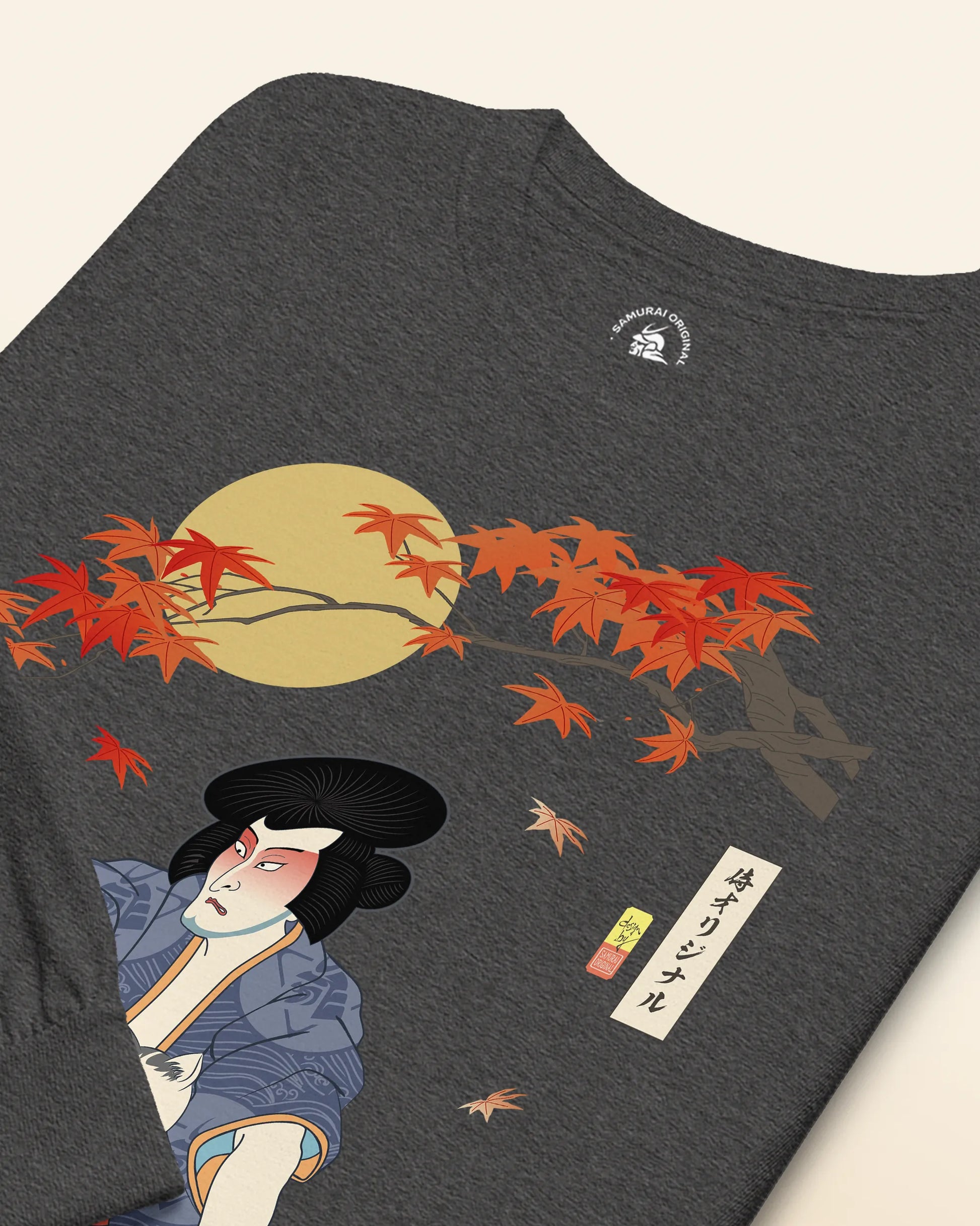 Samurai & Geisha Figure Skating Japanese Ukiyo-e Unisex Long Sleeve Tee - Samurai Original
