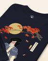 Samurai & Cat Japanese Ukiyo-e Unisex Long Sleeve Tee 2