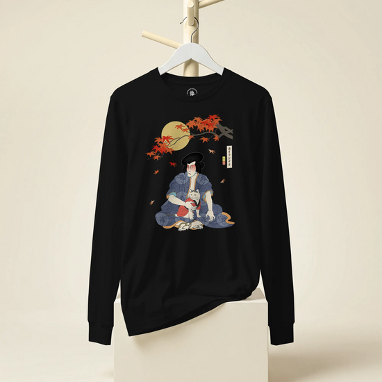 Samurai & Geisha Figure Skating Japanese Ukiyo-e Unisex Long Sleeve Tee - Samurai Original