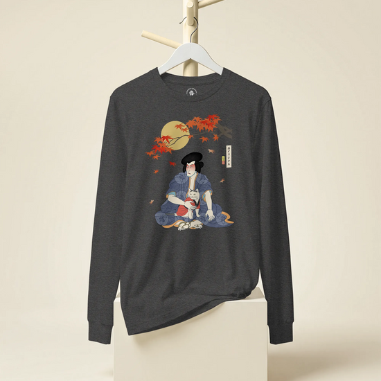 Samurai & Geisha Figure Skating Japanese Ukiyo-e Unisex Long Sleeve Tee - Samurai Original