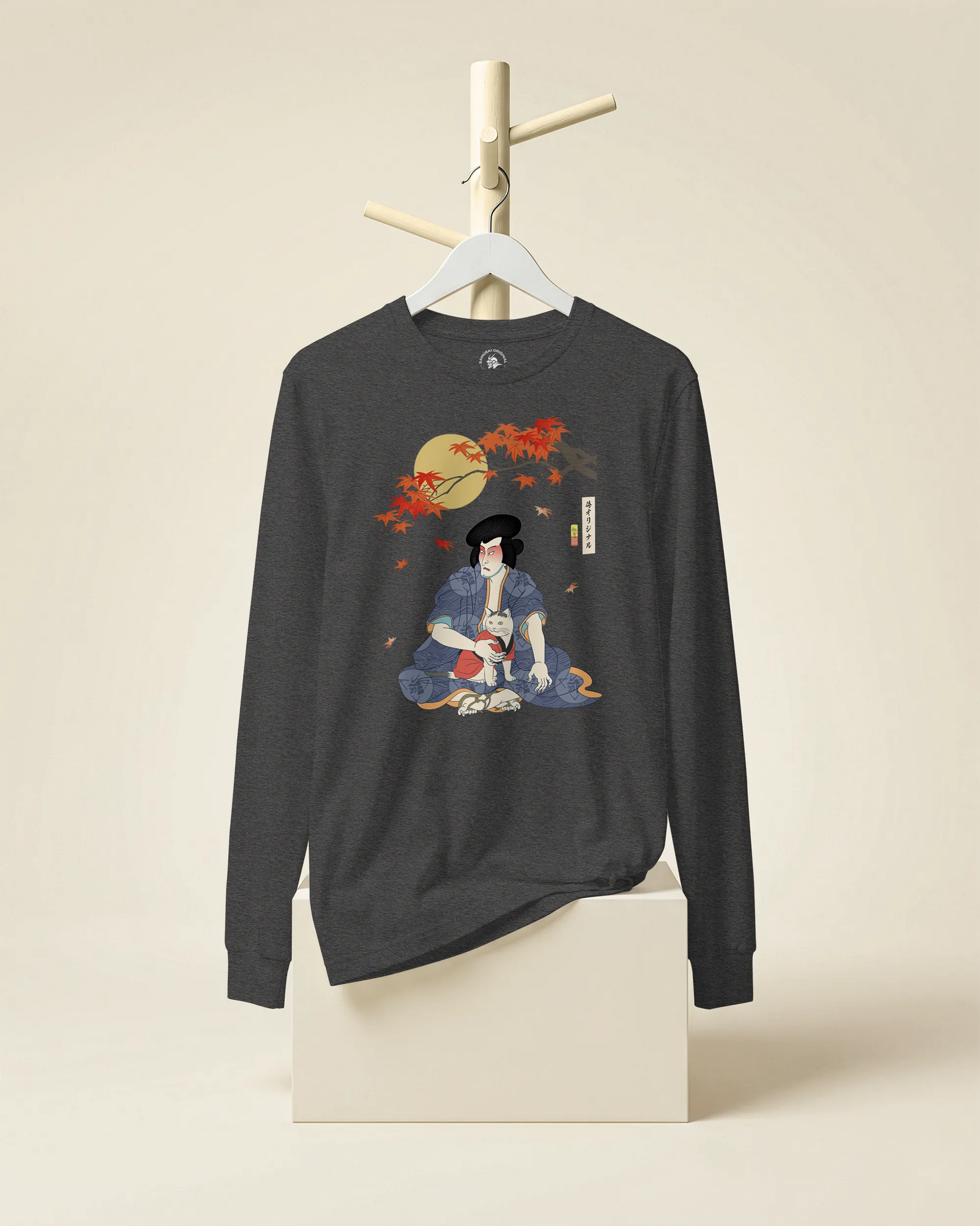 Samurai & Geisha Figure Skating Japanese Ukiyo-e Unisex Long Sleeve Tee - Samurai Original