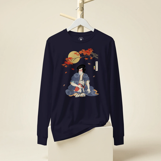 Samurai & Geisha Figure Skating Japanese Ukiyo-e Unisex Long Sleeve Tee - Samurai Original