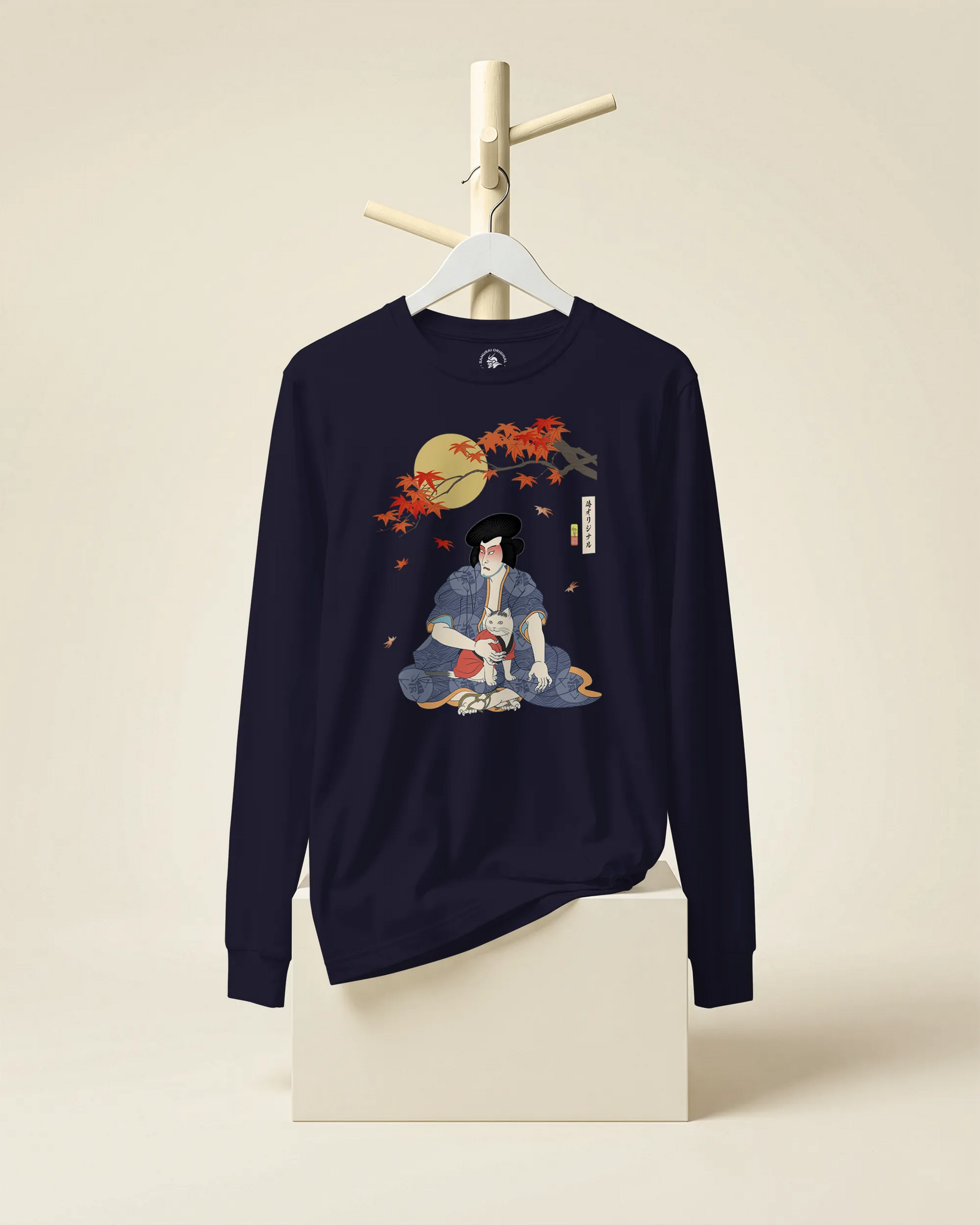 Samurai & Geisha Figure Skating Japanese Ukiyo-e Unisex Long Sleeve Tee - Samurai Original