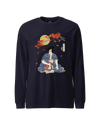 Samurai & Geisha Figure Skating Japanese Ukiyo-e Unisex Long Sleeve Tee Navy - Samurai Original