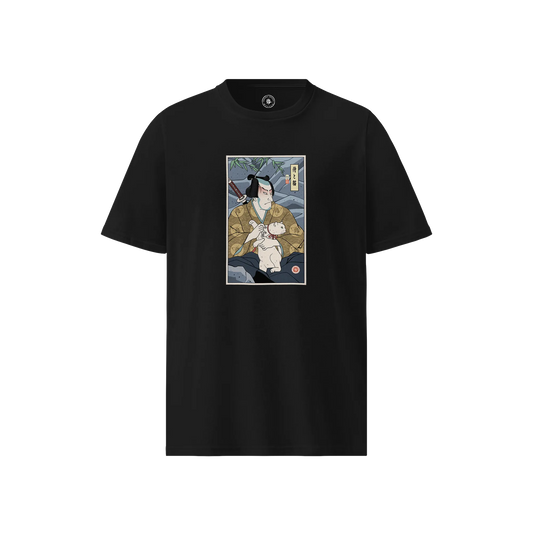 Samurai & Cat Ukiyo-e Unisex organic t-shirt