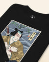 Samurai & Cat Funny Japanese Ukiyo-e Unisex Long Sleeve Tee