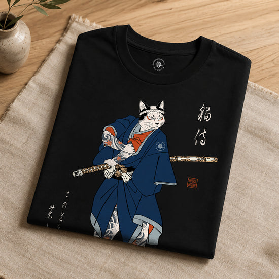 Samurai Cat Japanese Tattoo Organic T-Shirt - Samurai Original