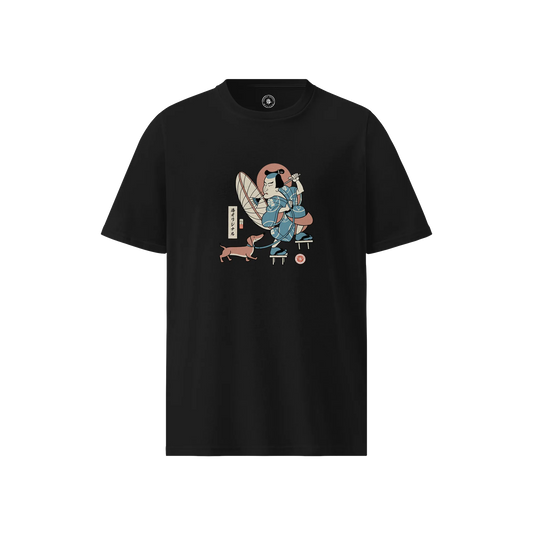 Samurai & Dachshund Ukiyo-e Unisex organic t-shirt