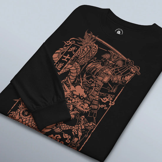 Samurai & Dragon Warrior Ukiyo-e Unisex Long Sleeve Tee - Samurai Original