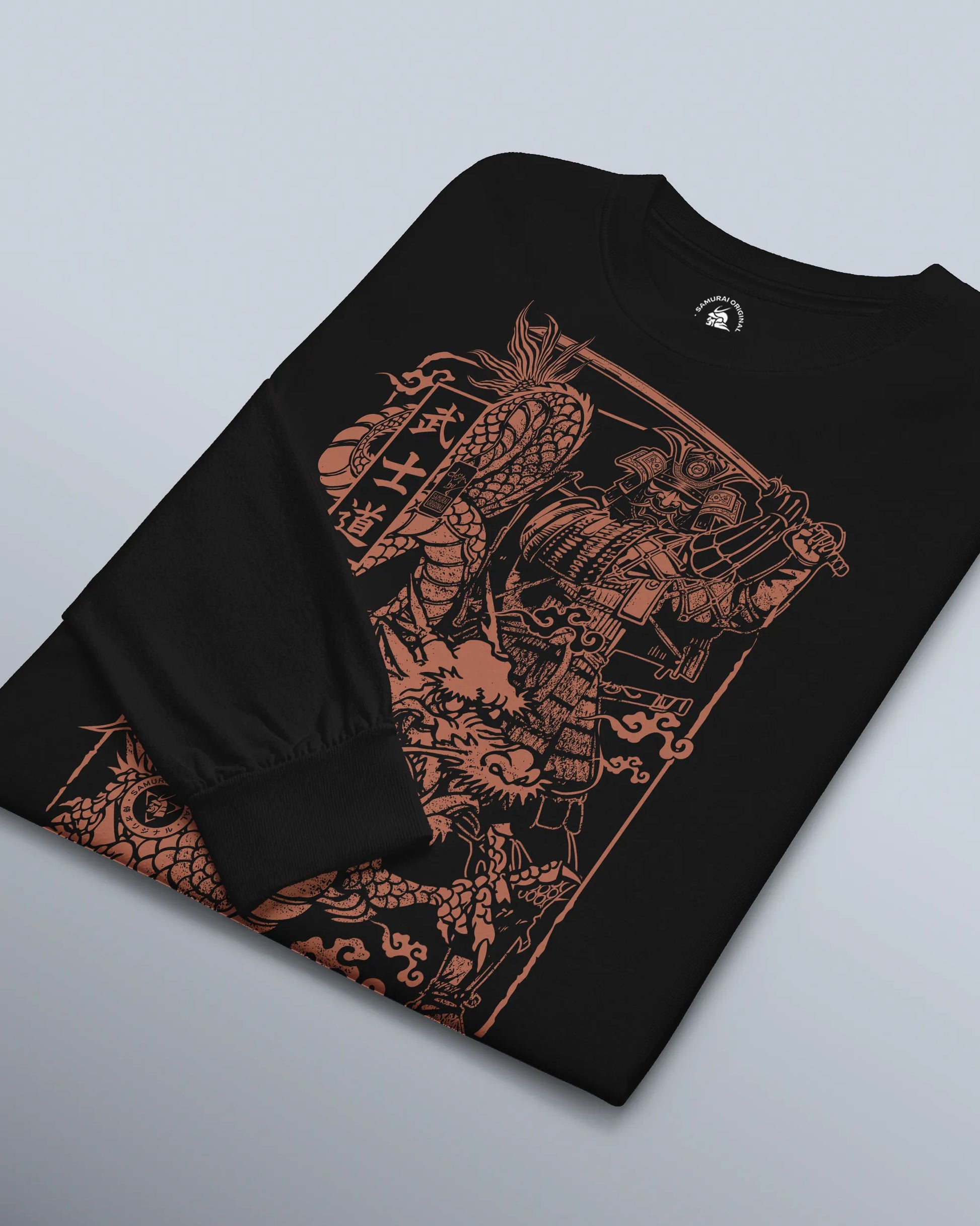 Samurai & Dragon Warrior Ukiyo-e Unisex Long Sleeve Tee - Samurai Original