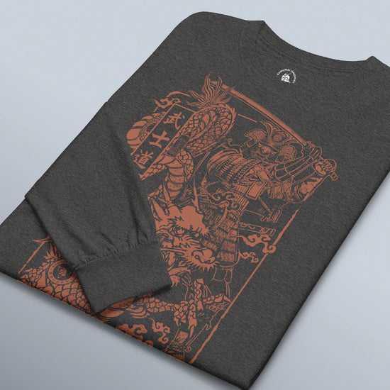 Samurai & Dragon Warrior Ukiyo-e Unisex Long Sleeve Tee - Samurai Original