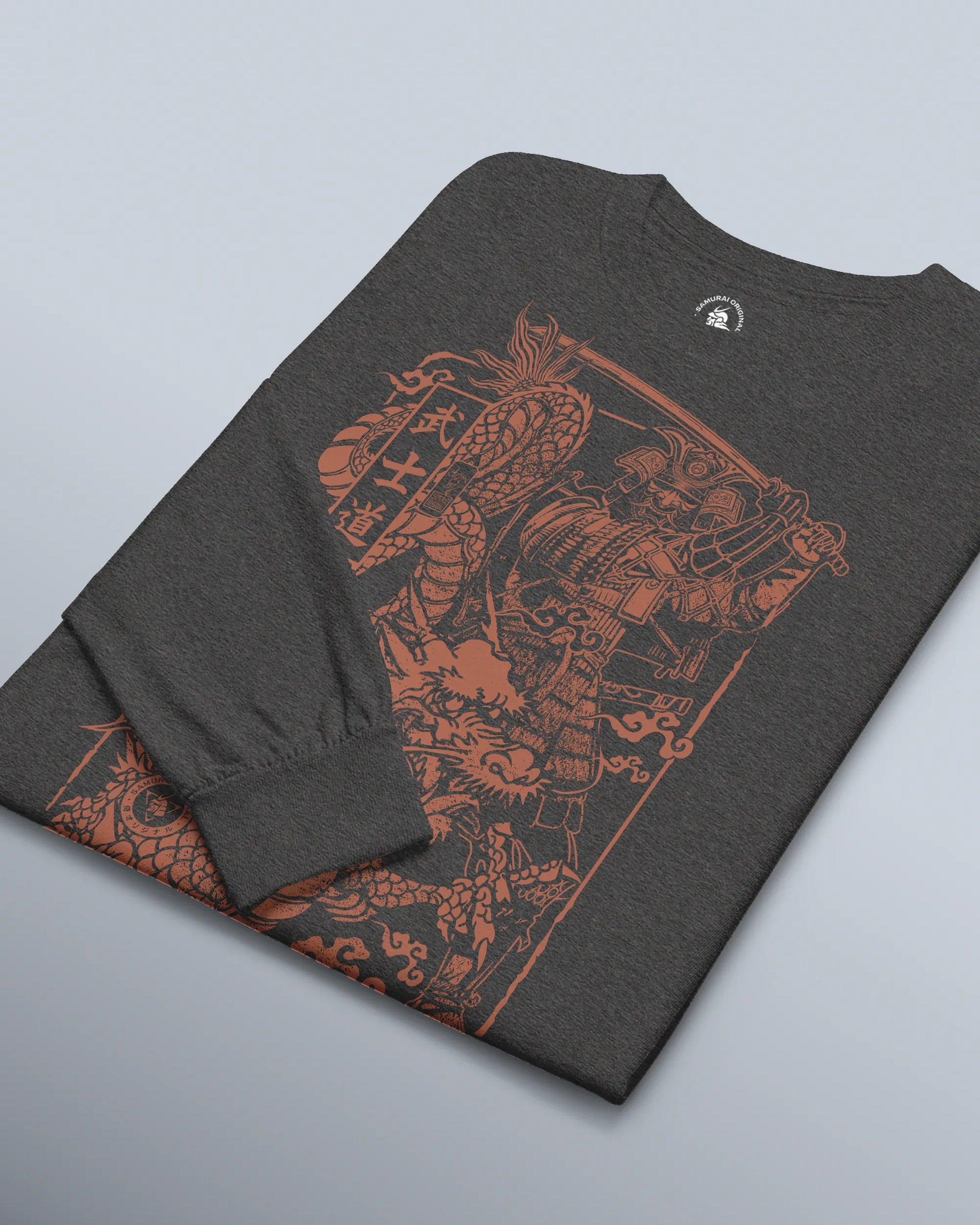 Samurai & Dragon Warrior Ukiyo-e Unisex Long Sleeve Tee - Samurai Original