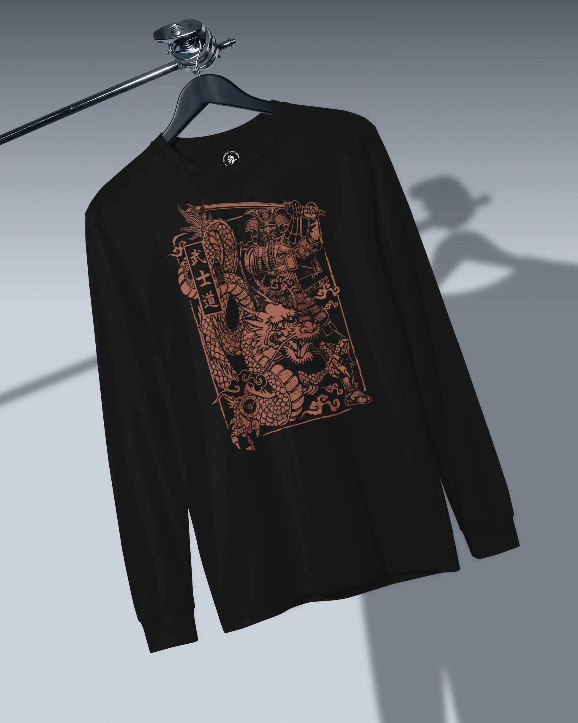 Samurai & Dragon Warrior Ukiyo-e Unisex Long Sleeve Tee - Samurai Original