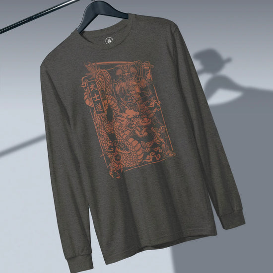 Samurai & Dragon Warrior Ukiyo-e Unisex Long Sleeve Tee - Samurai Original