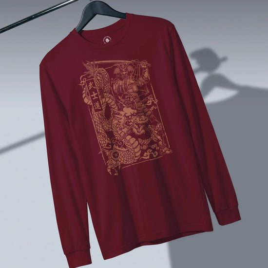 Samurai & Dragon Warrior Ukiyo-e Unisex Long Sleeve Tee - Samurai Original