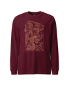 Samurai & Dragon Warrior Ukiyo-e Unisex Long Sleeve Tee Maroon - Samurai Original
