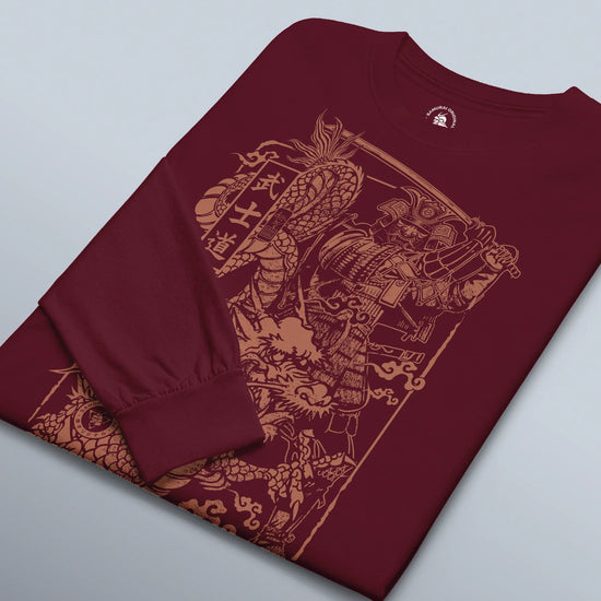 Samurai & Dragon Warrior Ukiyo-e Unisex Long Sleeve Tee - Samurai Original
