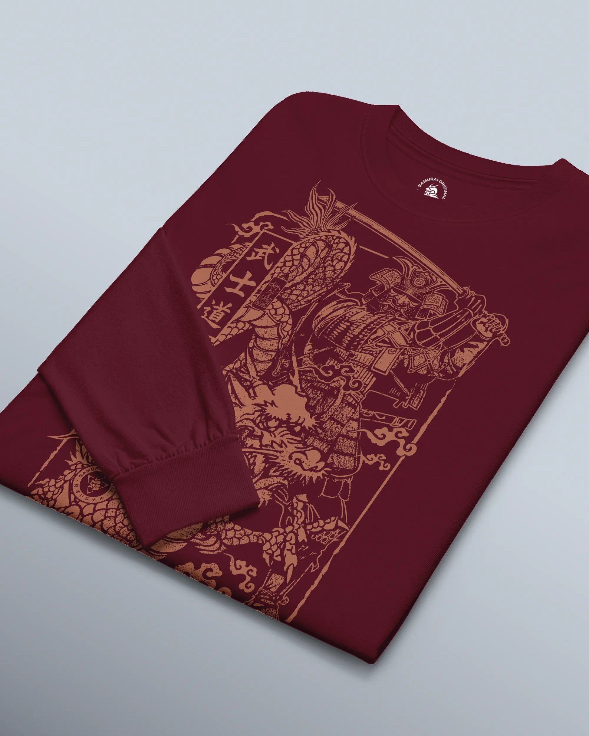 Samurai & Dragon Warrior Ukiyo-e Unisex Long Sleeve Tee - Samurai Original