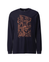 Samurai & Dragon Warrior Ukiyo-e Unisex Long Sleeve Tee Navy - Samurai Original