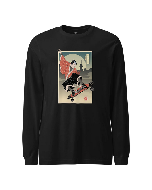 Samurai Longboard Ukiyo-e Unisex Long Sleeve Tee