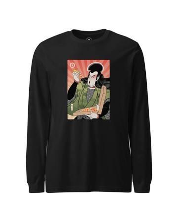 Samurai & Pizza Fast Food Japanese Ukiyo-e Unisex Long Sleeve Tee