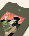 Samurai & Pizza Fast Food Japanese Ukiyo-e Unisex Long Sleeve Tee