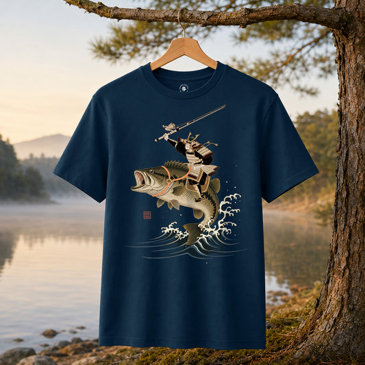 Samurai Riding a Largemouth Bass Organic T-shirt