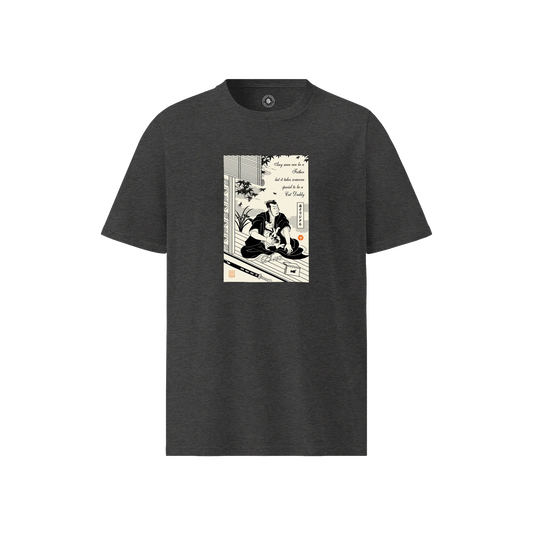 Samurai and Cat Ukiyo-e Unisex organic t-shirt No.3