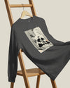 Samurai and Cat Ukiyo-e Unisex Long Sleeve Tee No.3