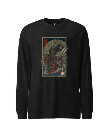 Samurai vs Dragon Warrior Ukiyo-e Unisex Long Sleeve Tee