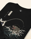 Samurai vs Sea Monste Japanese Ukiyo-e Unisex Long Sleeve Tee - Samurai Original
