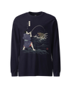 Samurai vs Sea Monste Japanese Ukiyo-e Unisex Long Sleeve Tee Navy - Samurai Original
