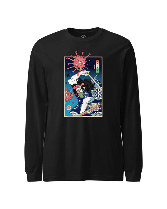 Samurai vs Virus Demon 2 Ukiyo-e Unisex Long Sleeve Tee