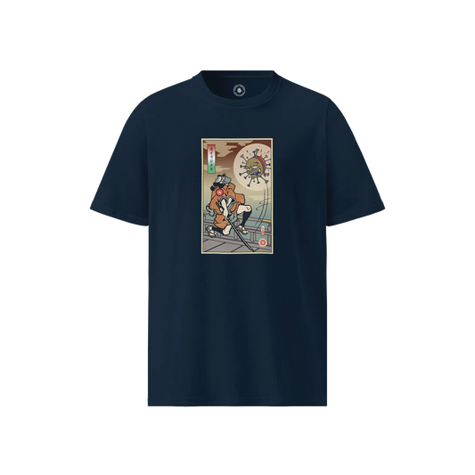 Samurai vs Virus Demon Ukiyo-e Unisex organic t-shirt