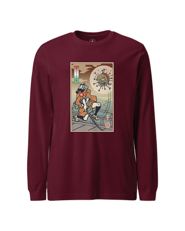 Samurai vs Virus Demon Ukiyo-e Unisex Long Sleeve Tee