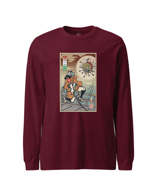 Samurai vs Virus Demon Ukiyo-e Unisex Long Sleeve Tee