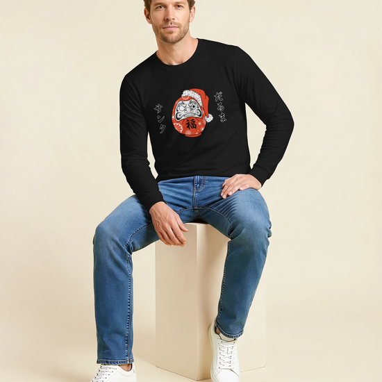 Santa Daruma Japanese Ukiyo-e Unisex Long Sleeve Tee - Samurai Original