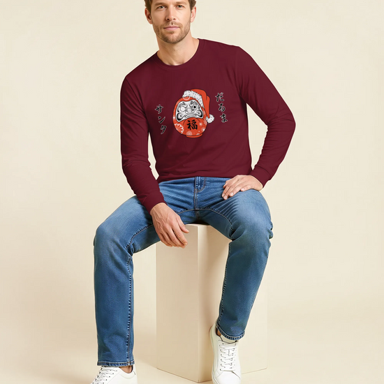 Santa Daruma Japanese Ukiyo-e Unisex Long Sleeve Tee - Samurai Original