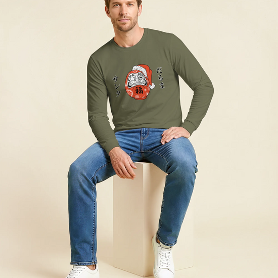 Santa Daruma Japanese Ukiyo-e Unisex Long Sleeve Tee - Samurai Original