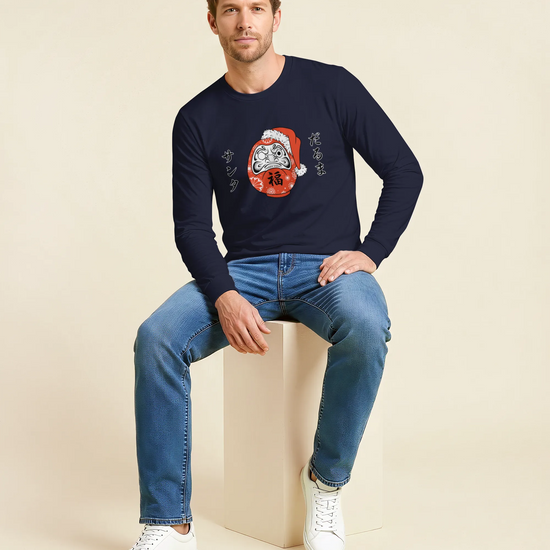 Santa Daruma Japanese Ukiyo-e Unisex Long Sleeve Tee - Samurai Original