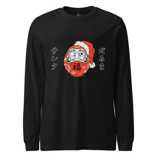 Santa Daruma Japanese Ukiyo-e Unisex Long Sleeve Tee Black - Samurai Original