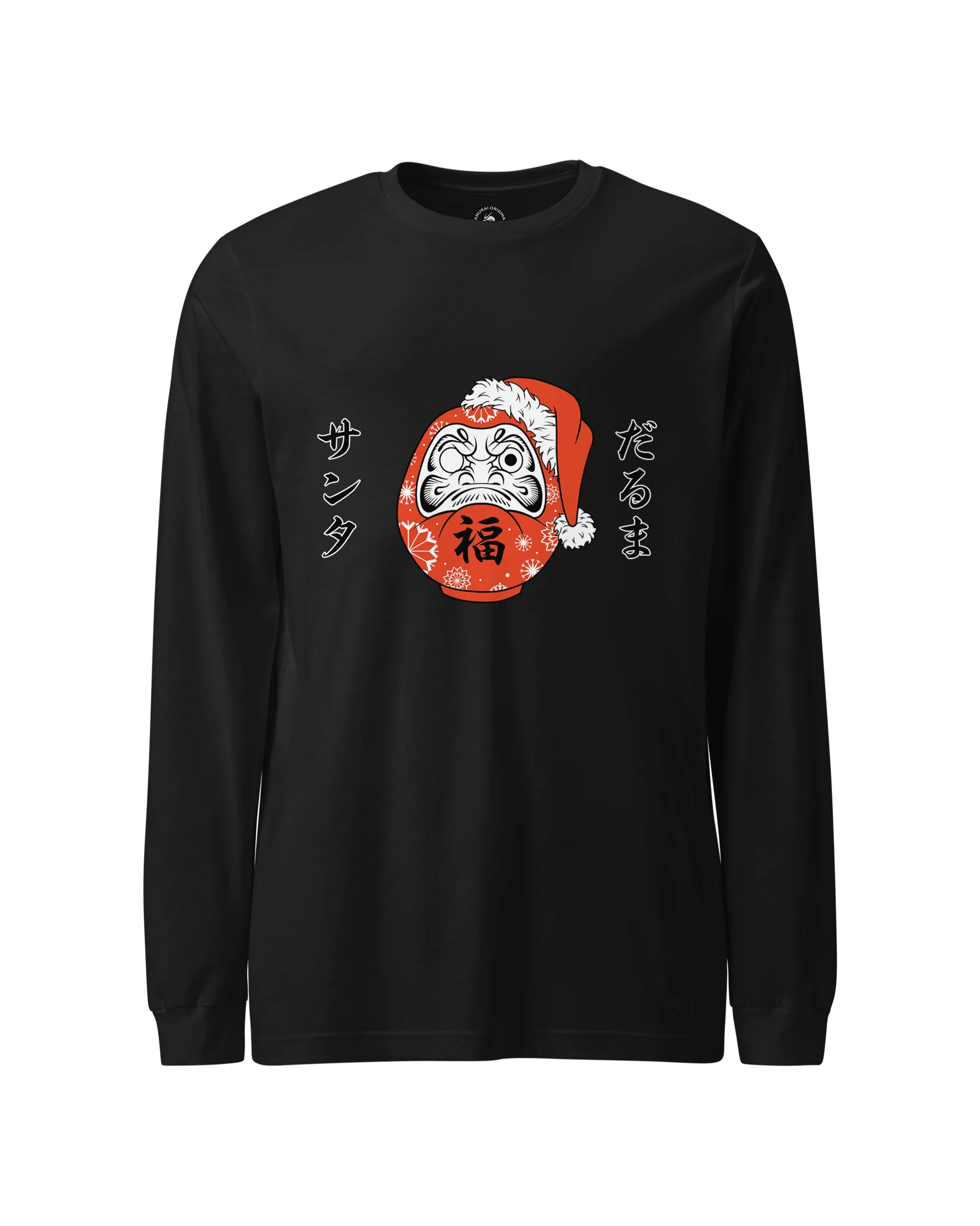 Santa Daruma Japanese Ukiyo-e Unisex Long Sleeve Tee Black - Samurai Original
